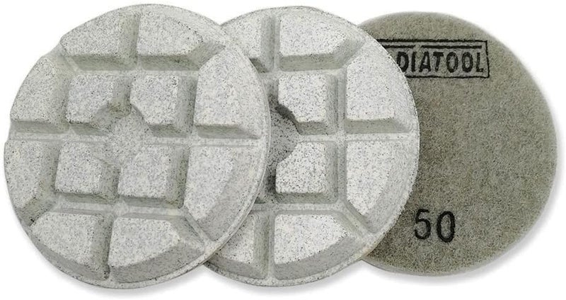 DTDIATOOL Concrete Polishing Pads 3 inch/80mm for Concrete, Cement and Terrazzo Floors Processing, Repairing and Renovating, Dry or Wet Use Diamond Grinding Pads Grit 50 3pcs - Image 1